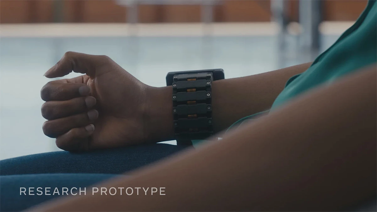 A 2021 prototype of Meta's wristband gesture control device