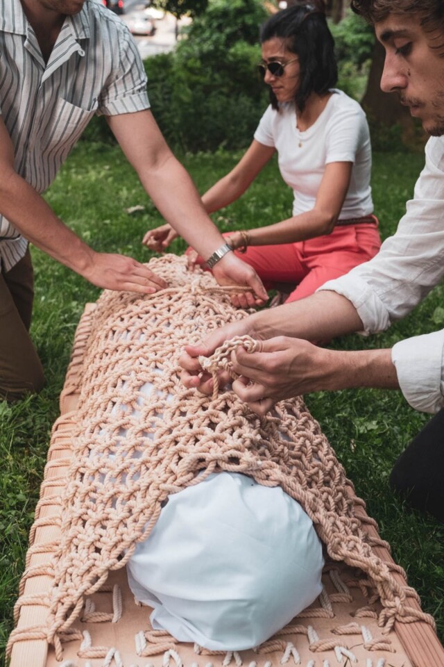 Leaves Biocoffin, by Pratt University's Shaina Garfield, is a biodegrable coffin that accelerates decomposition