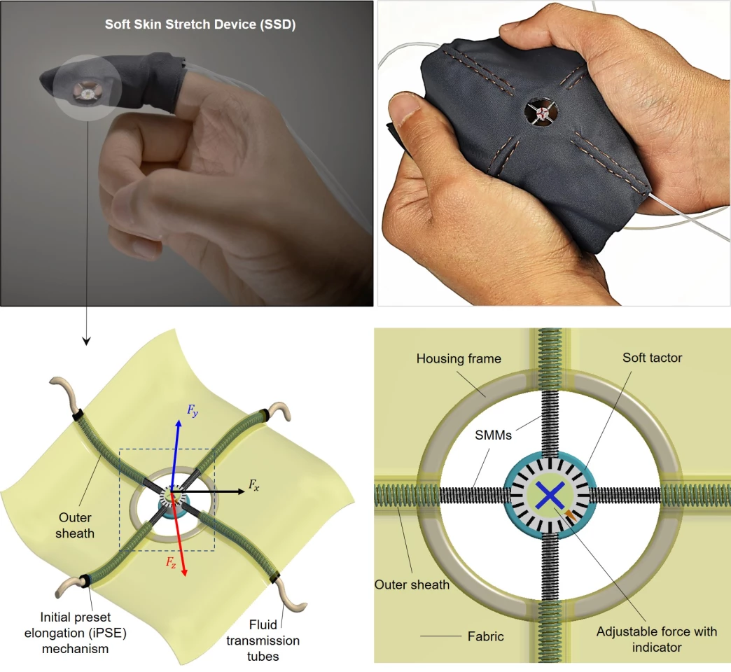 Key to the new haptic feedback glove are artificial muscles called soft skin stretch devices (SSDs)