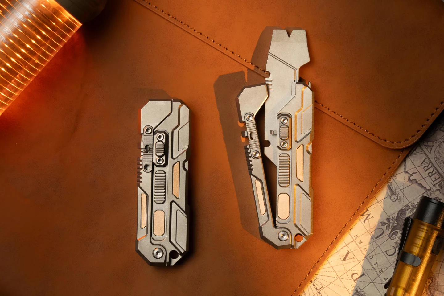 The multitool combines cyberpunk and vintage vibes