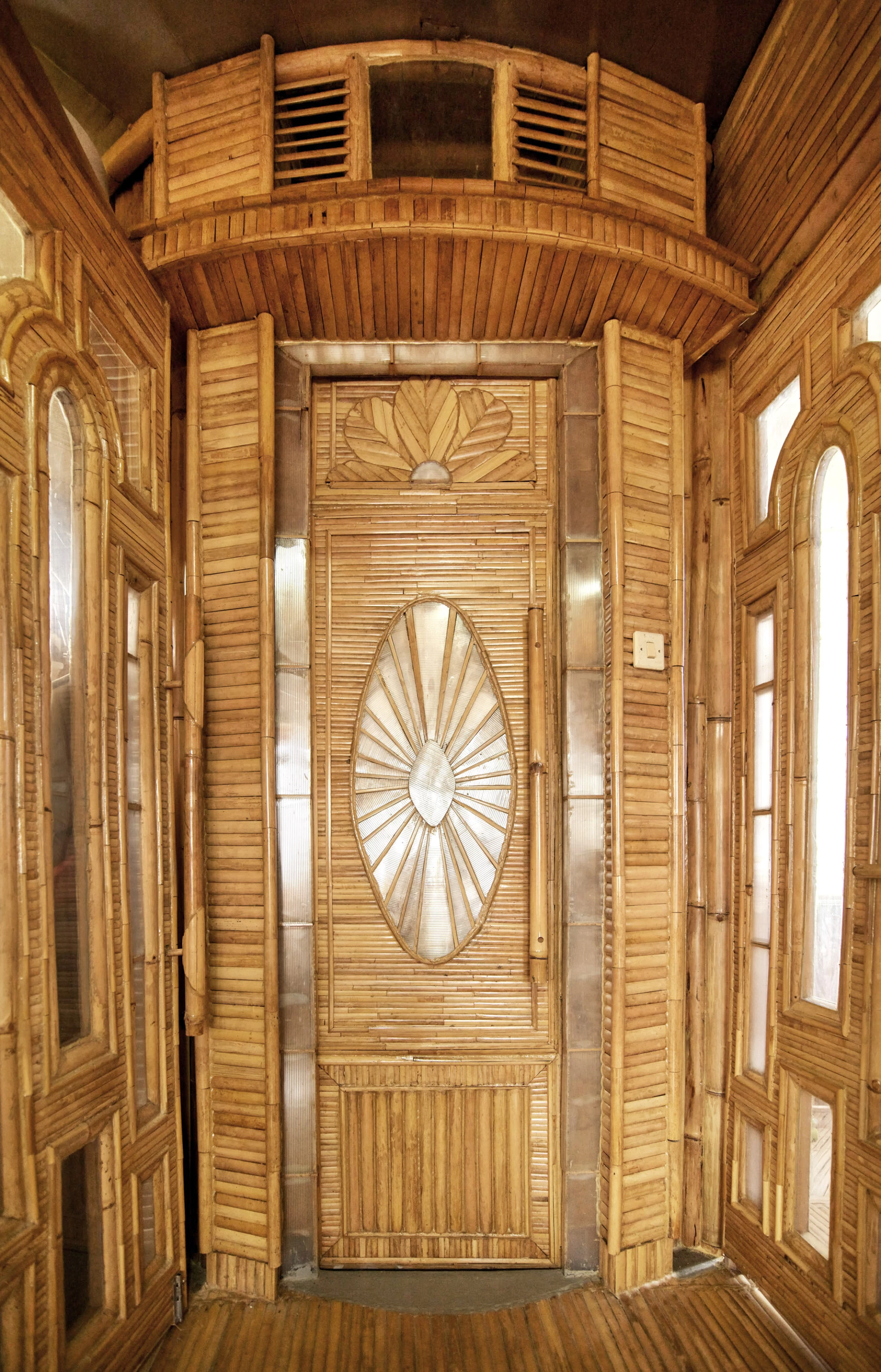 Sumarah's entrance features intricate bamboo detailing inspired by traditional Indonesian temples