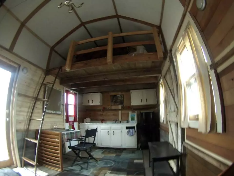 The biggest costs were OSB plywood for the ceiling, which set the students back $110, and piping for the wood stove, which cost $120 (Photo: Central College)