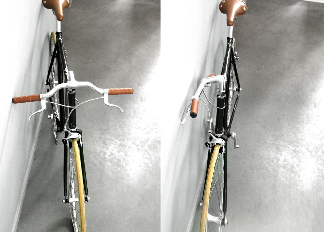 A parked bike with flipped bars takes up a lot less room