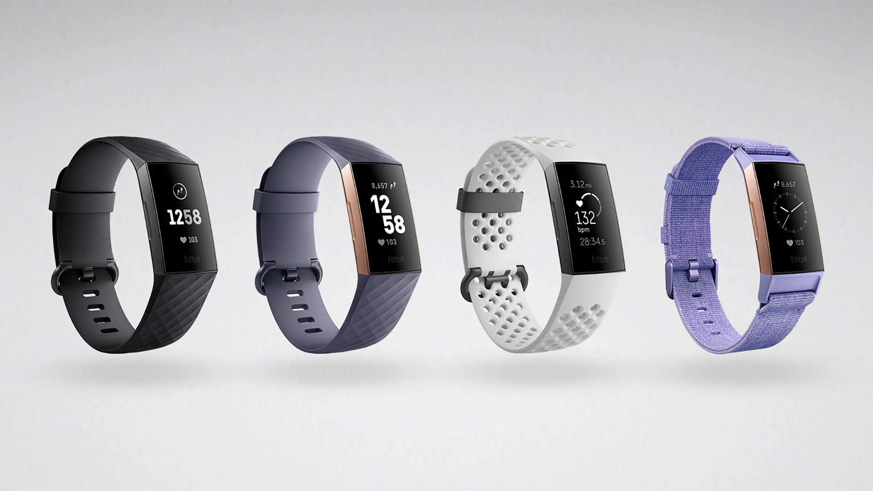 The Fitbit Charge 3 comes with silicone, leather or fabric straps in a choice of colors