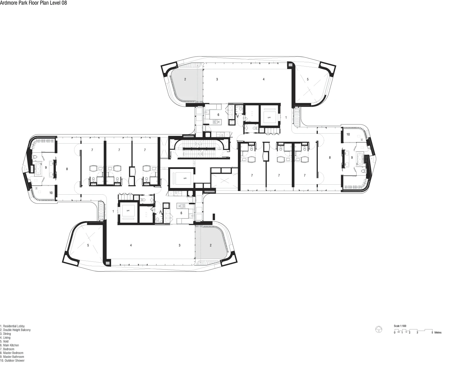 Apartment plan. Ardmore Residence, Singapore, by UNStudio