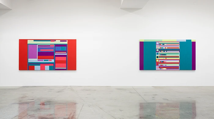 Rafaël Rozendaal’s Abstract Browsing exhibition started with the bare outline of a website and then turned it into a material tapestry