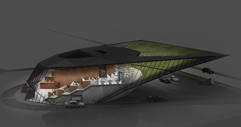 Design rendering: Fuel Station + McDonald’s by Giorgi Khmaladze