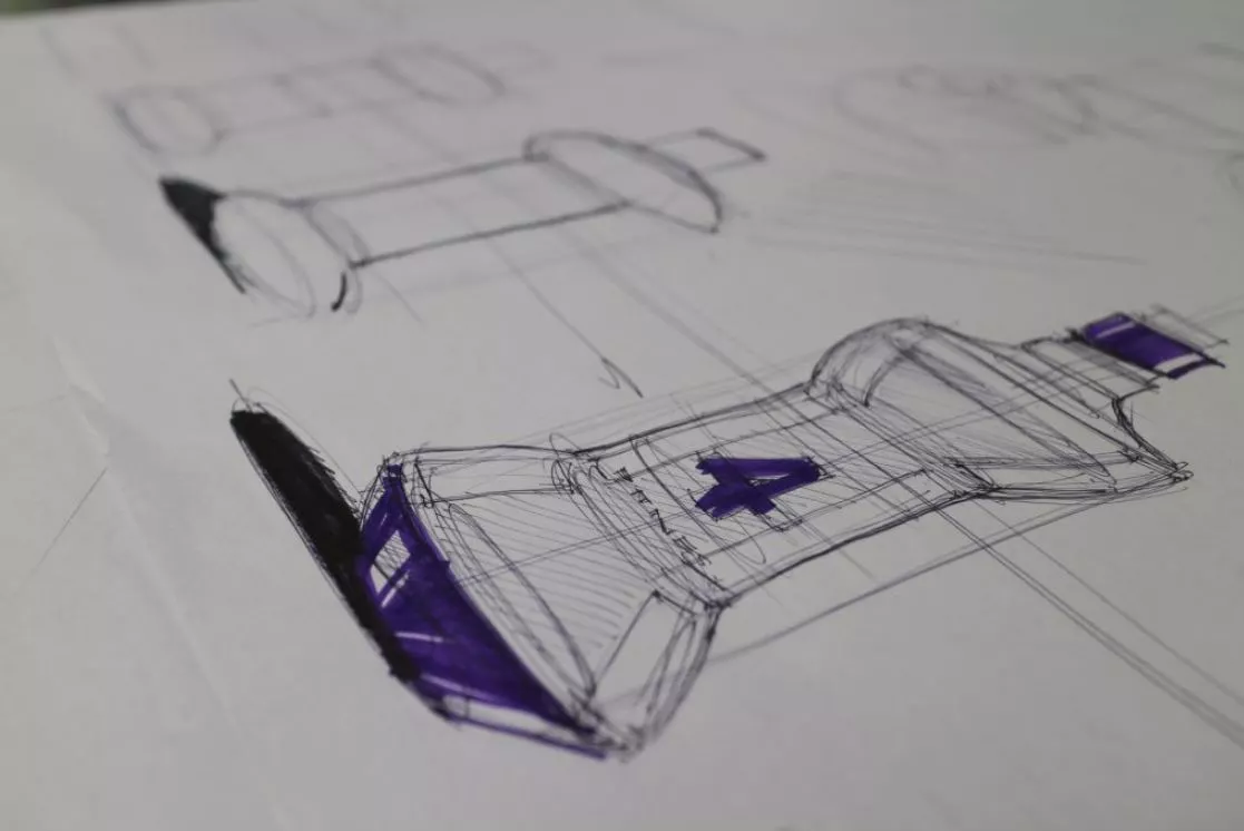 An early prototype bottle design