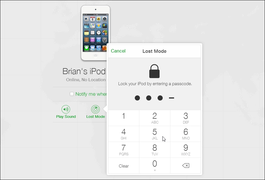 Lost Mode allows you to remotely change the passcode of your device is lost or stolen