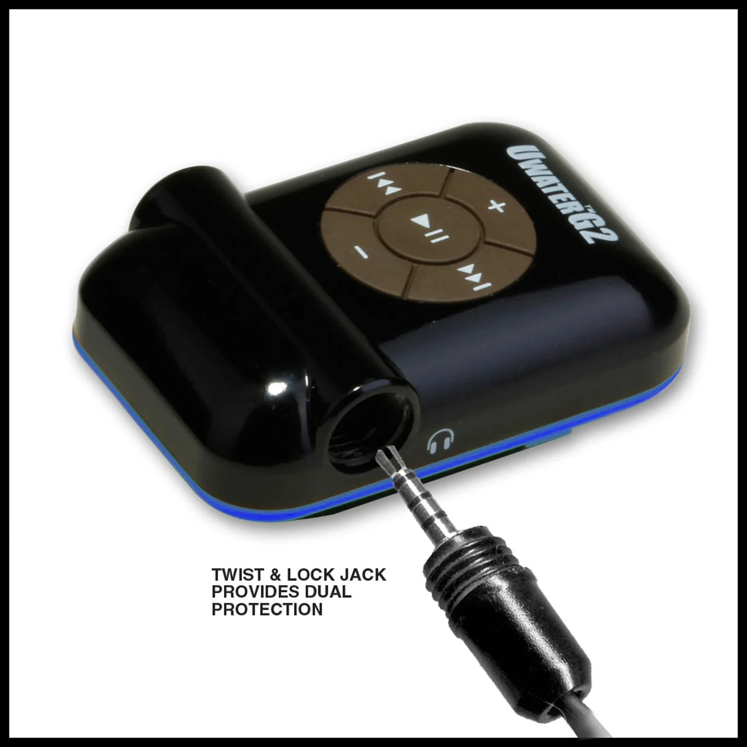 The UWaterG2 features a twist and lock earphone jack seal to keep water out