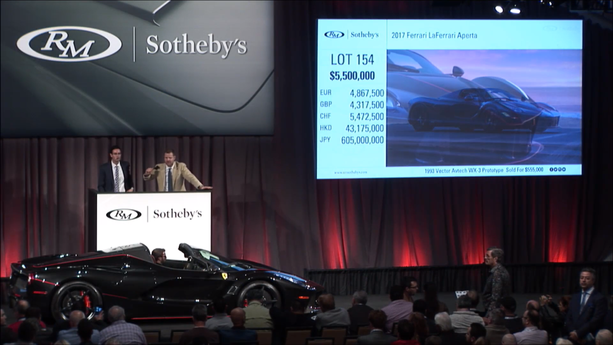 $5,500,000 | 2017 Ferrari LaFerrari Aperta | Auction Link: RM-Sotheby's