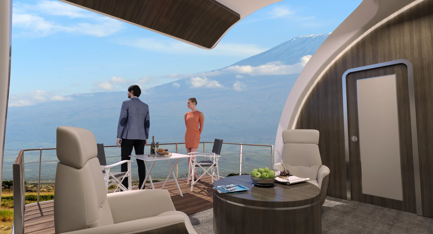 The deck provides a place to relax or scout out the day's activities