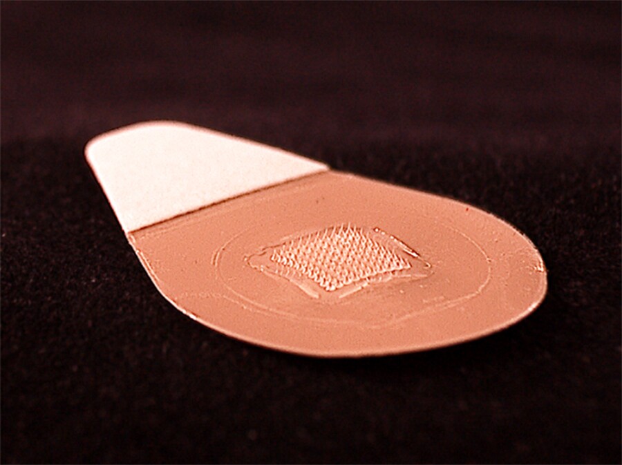 Because the drug is dried out, the microneedle patches don't need to be refrigerated, making them easier to transport and store