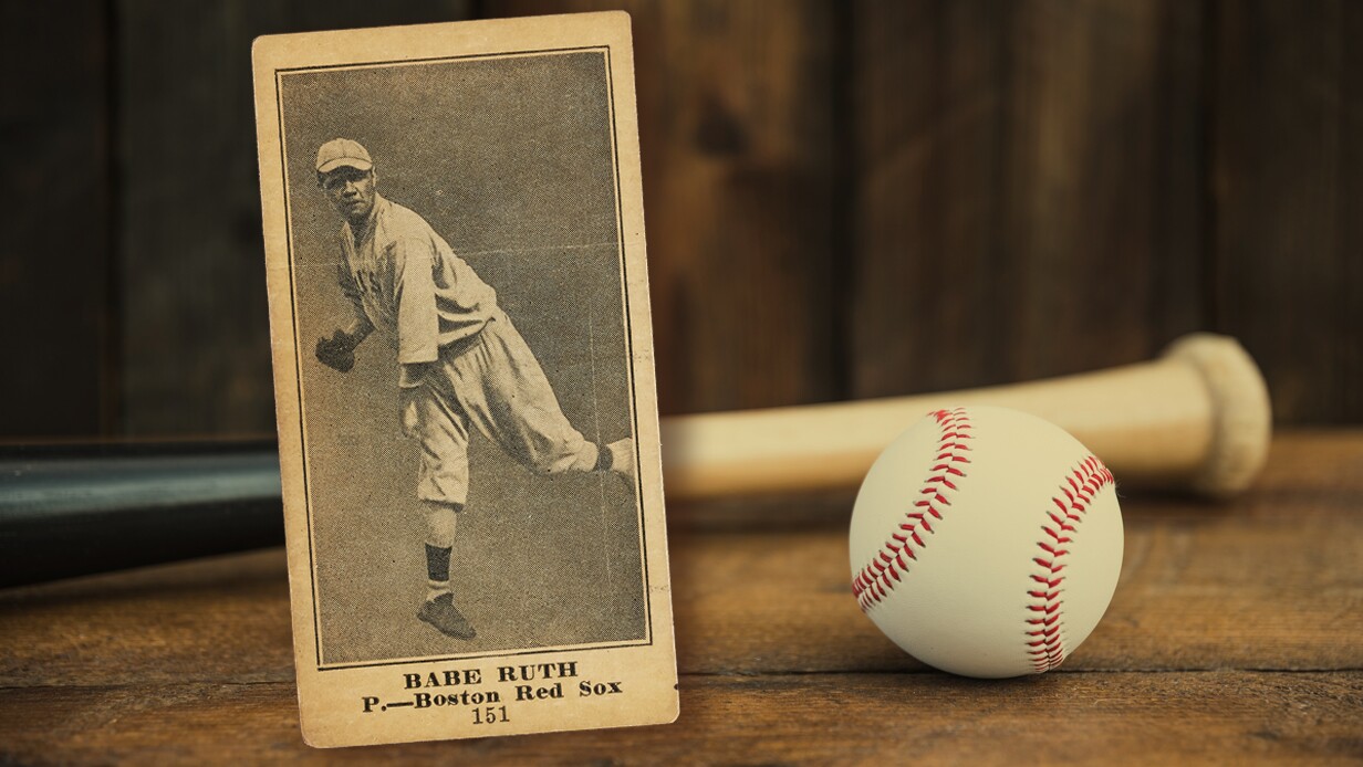 Old Aged Rookie Babe Ruth Baseball Card Signed Boston 151 Red 