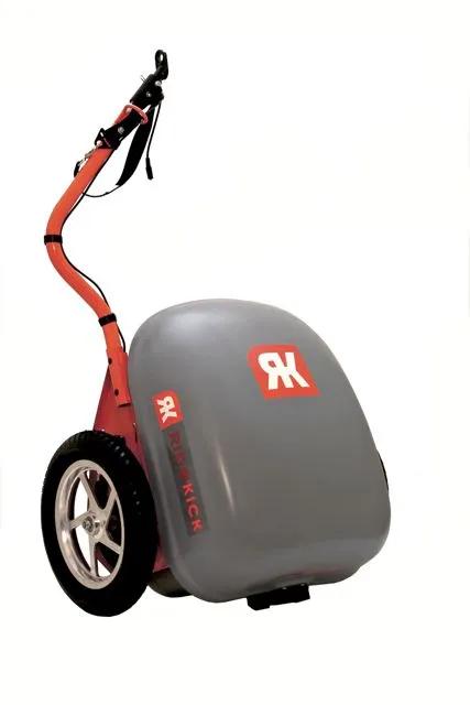 The Ridekick is a motorized bicycle trailer, that gives a power boost to standard non-motorized bicycles