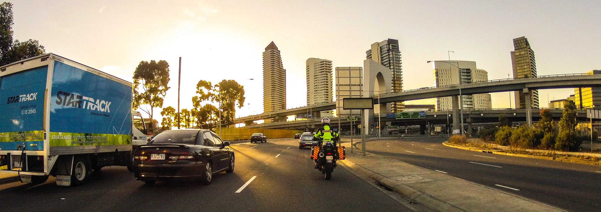 "Beautiful part of the day down in South Wharf. You can really see the high vis gear here."