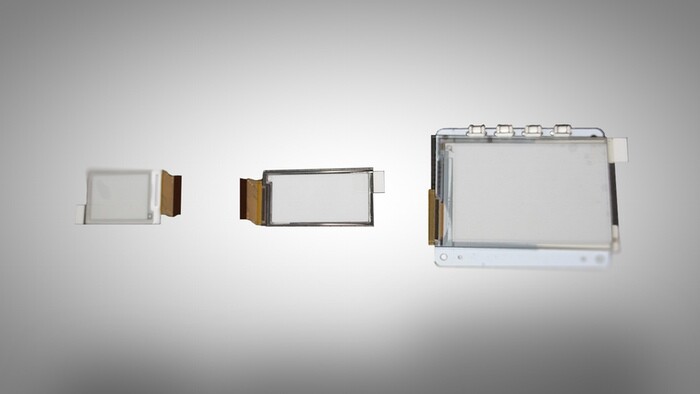The three e-paper screens available with PaPiRus