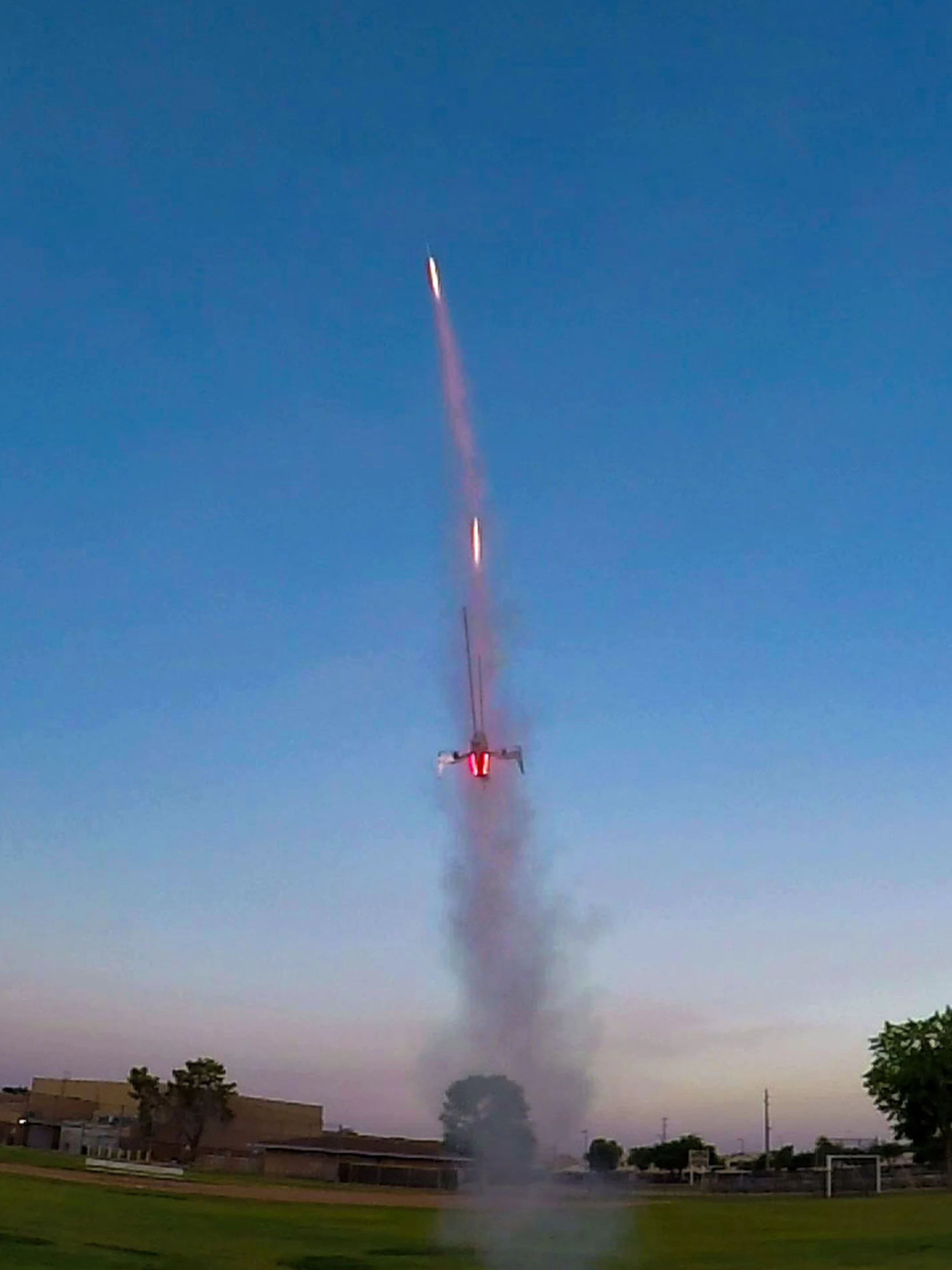 A small-scale test of the proposed rocket-launching system