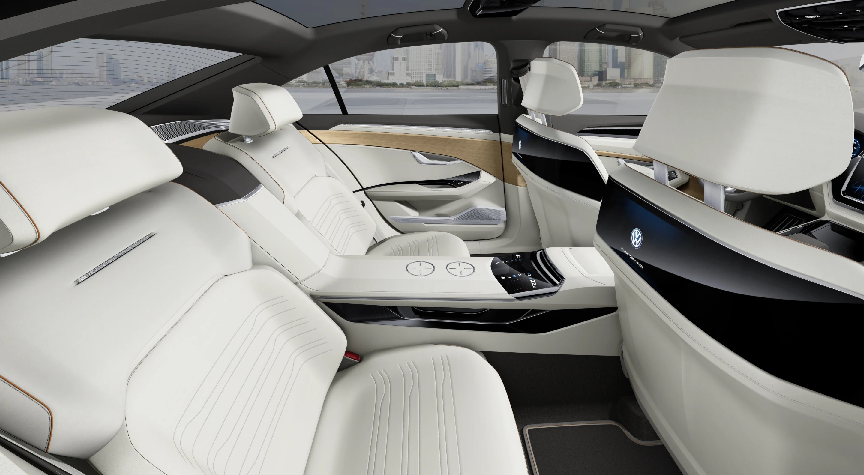 The Volkswagen C Coupé GTE rear seating showing central console