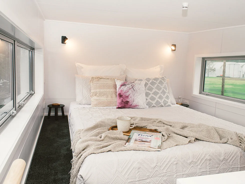 The Buster Tiny House's loft bedroom