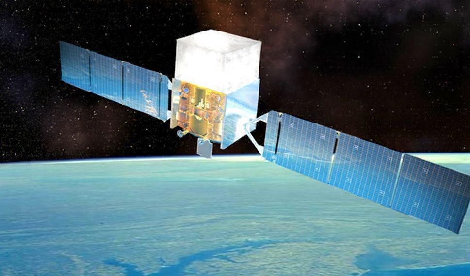 The Fermi gamma-ray observatory in orbit around the Earth (Photo: NASA)