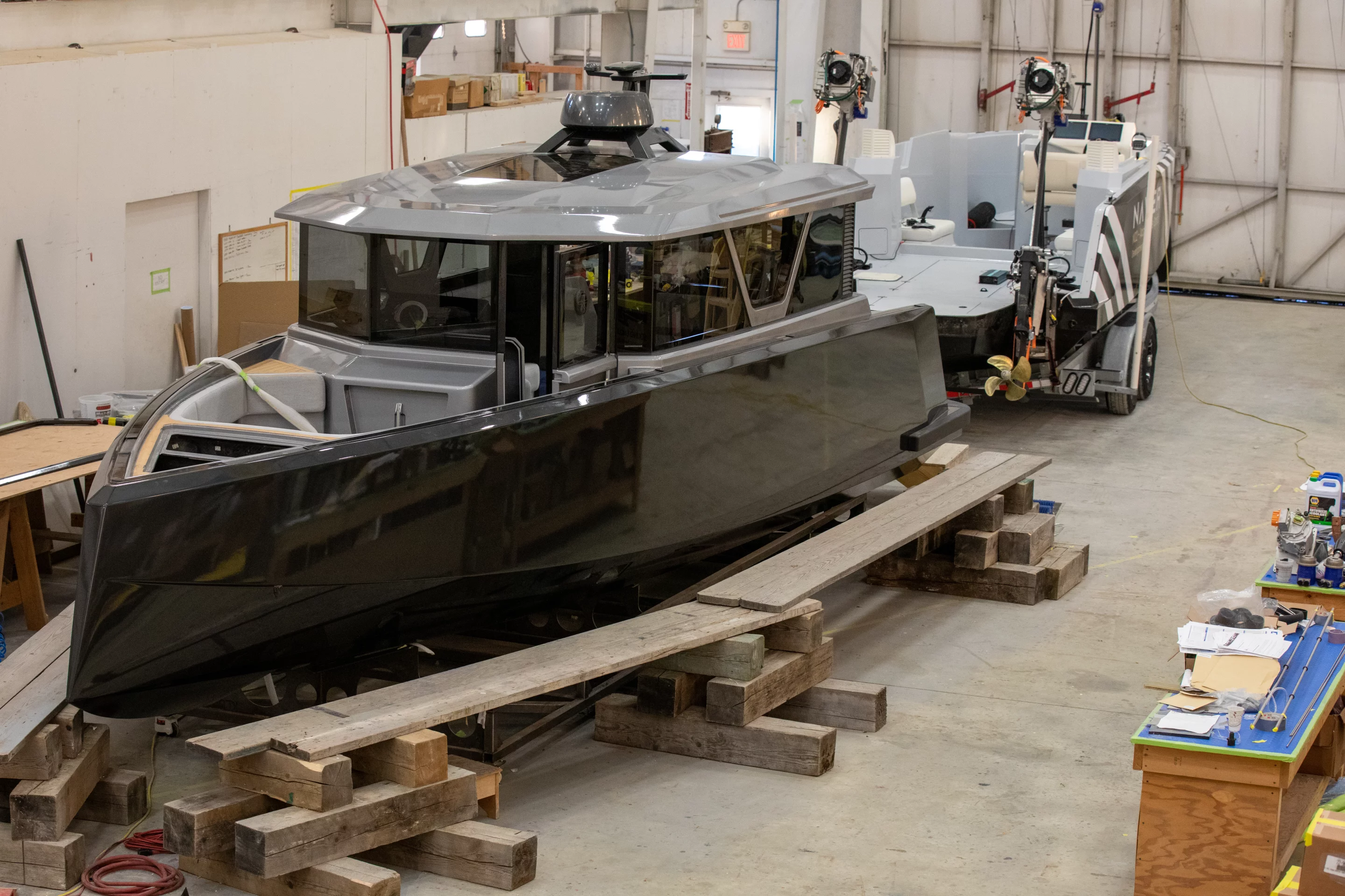 The Navier 30 Hardtop under construction in front of the open prototype