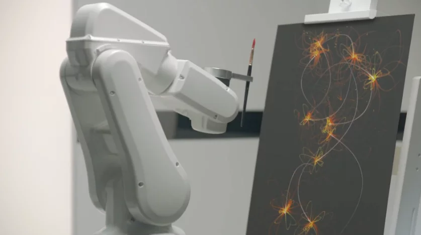 The robot arm busy creating Sleep Art