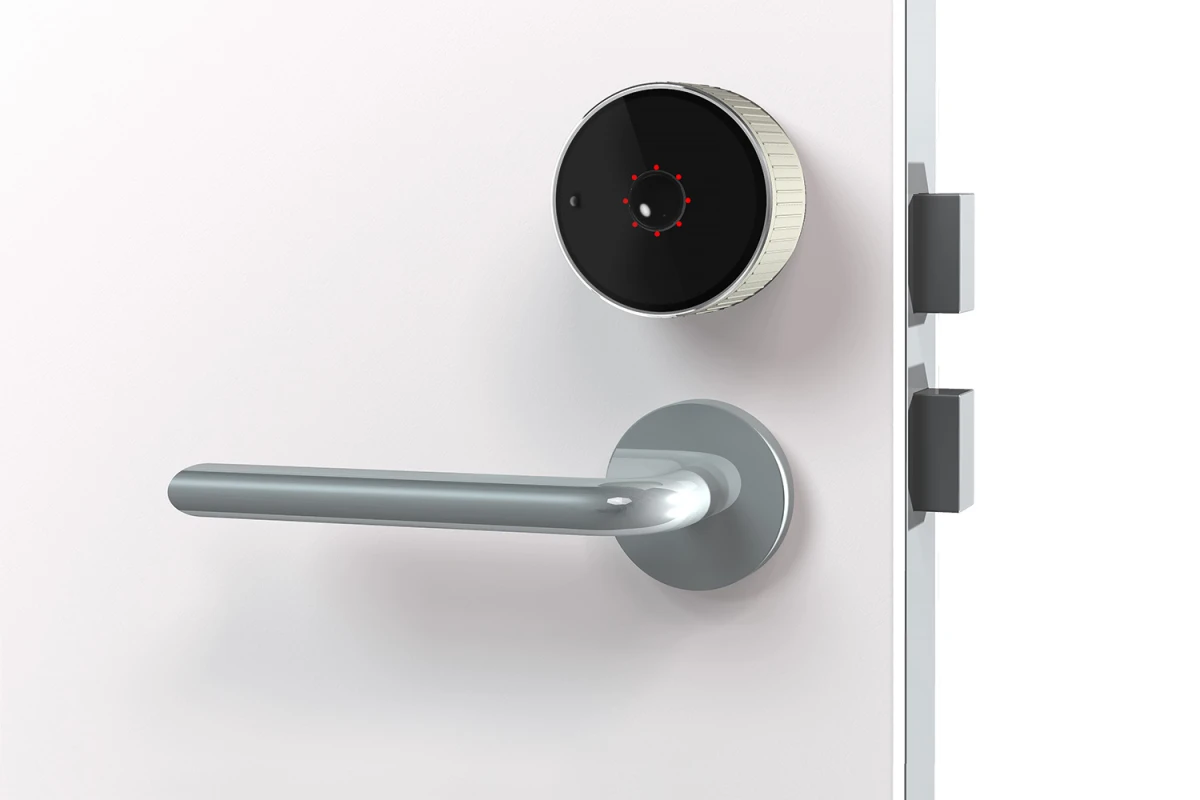 The Danalock electronic lock installs over existing deadbolts and allows multiple users virtual keys through its smartphone app