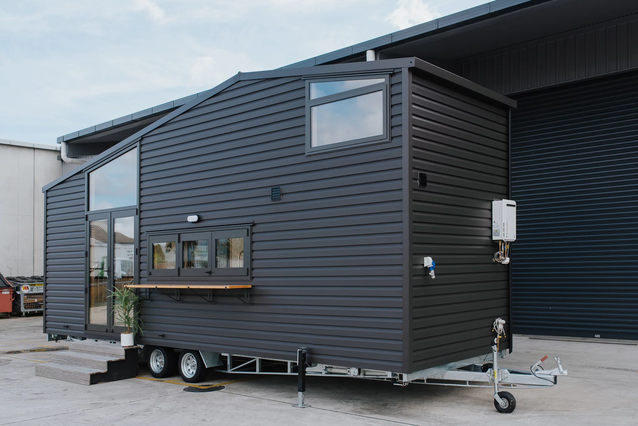 The Hilltop Tiny House is based on a double-axle trailer
