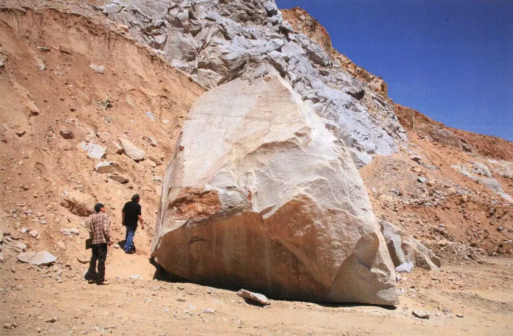 The centerpiece for Levitated Mass rests at the quarry where it was discovered
