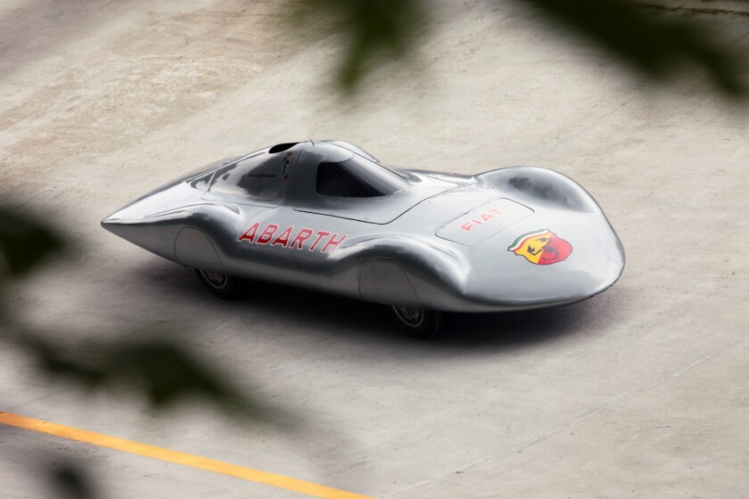 La Principessa on the banking at Monza. In 1960, the car set a slew of speed records at the famous circuit, including 10,000 kilometers at an average speed of 191 km/h (118.7 mph).