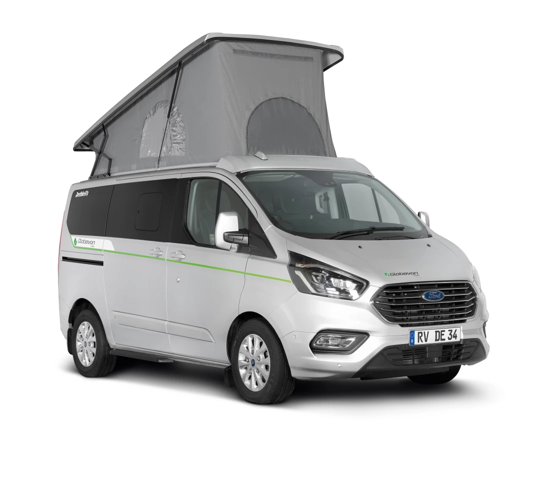 At just under 5 m, the Globevan e.Hybrid is a greener breed of mini-campervan