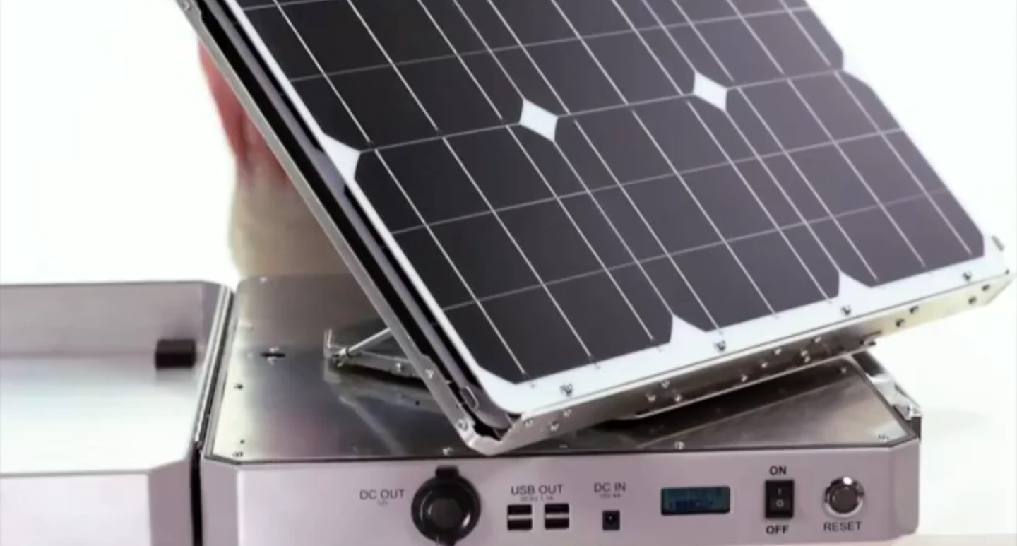 The SunSocket panels slide together for storage