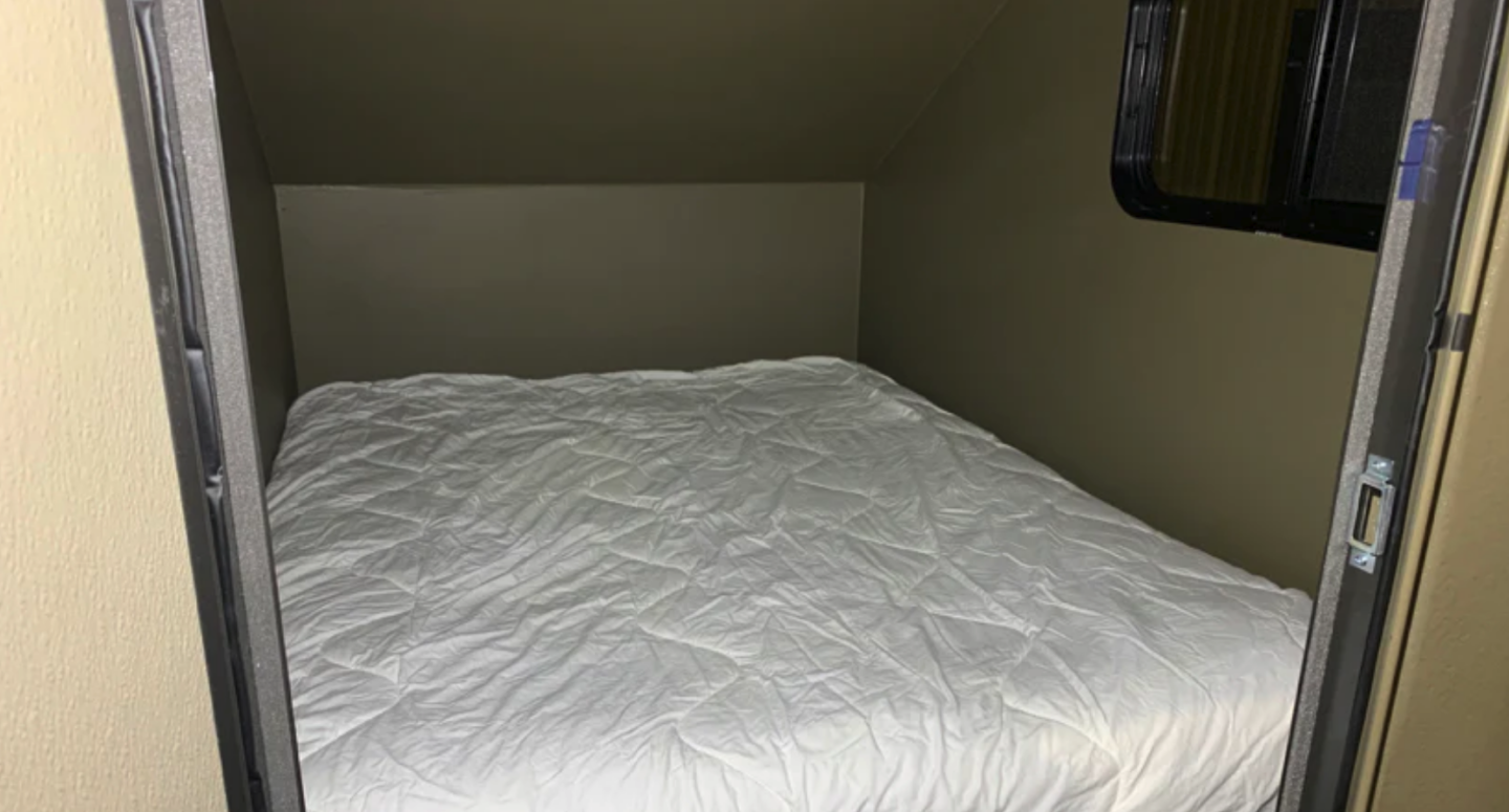 The HitchHiker interior has room for a full-size mattress (not included), good for sleeping one or two people out in the wild
