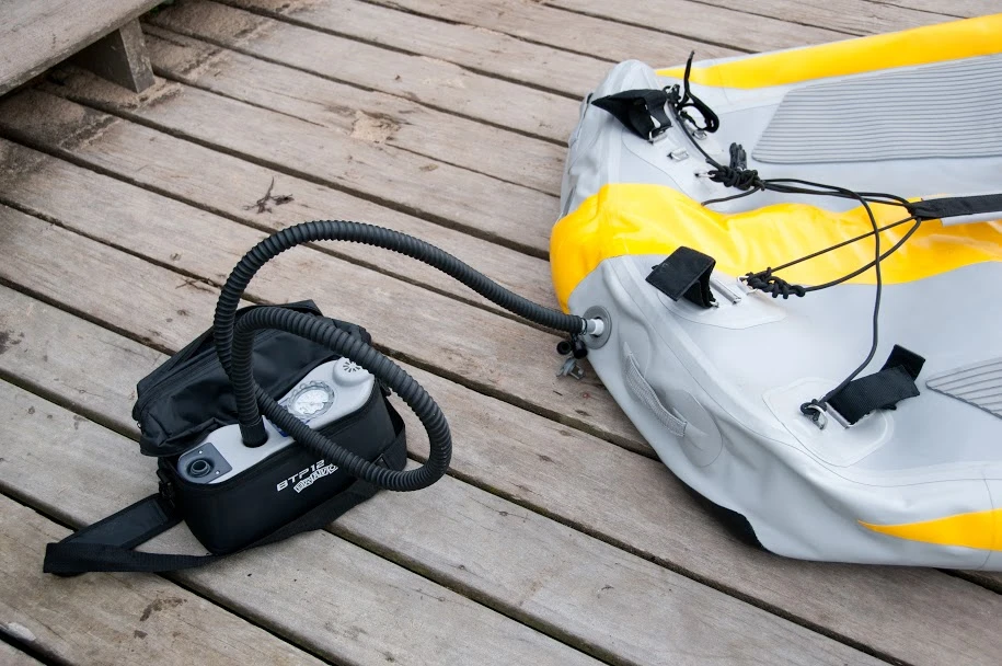 Inflating the sailing dinghy (Photo: Tiwal)