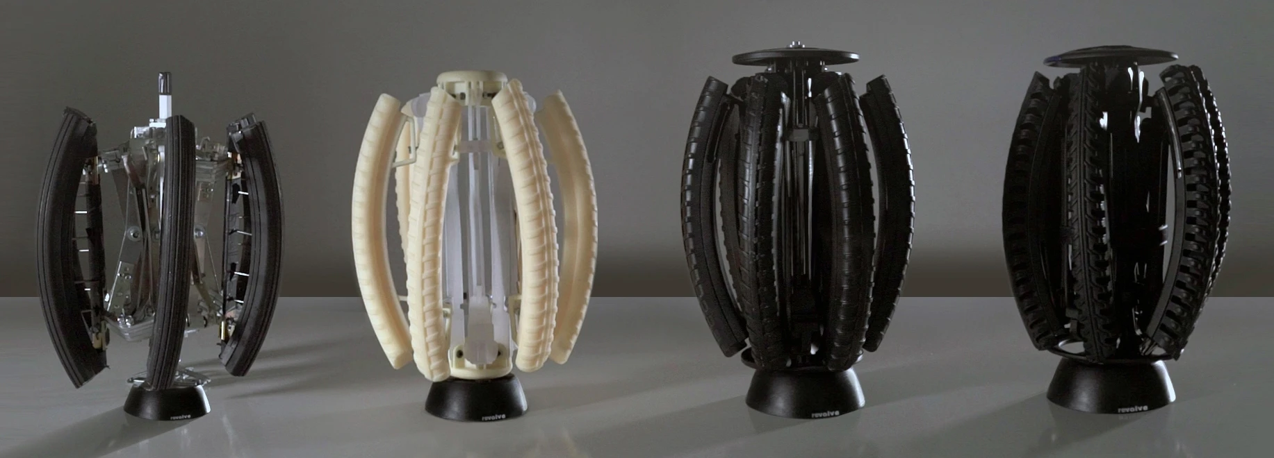 Some of the prototype wheels created during the development of the Evolve wheel