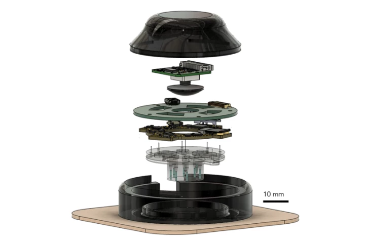 An exploded view of the a-Heal device