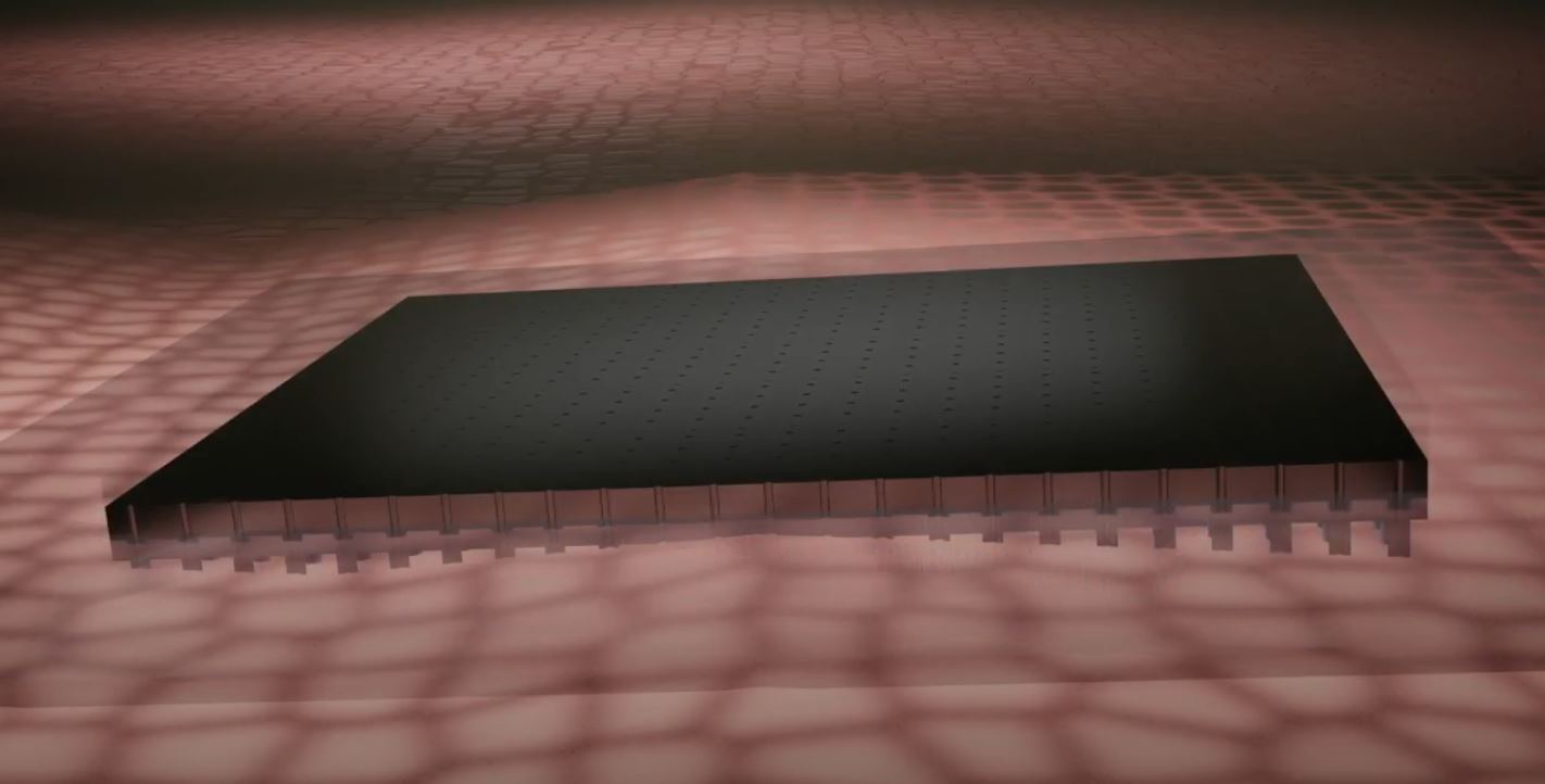 The nanochip uses an array of channels ending in micro-needles