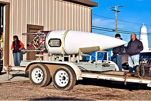 The Masten Xaero ready for transport to the launch site (Photo: Masten Space Systems)