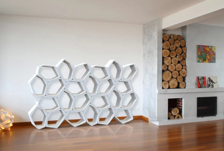 Build can be mounted on the floor to create artistic storage space