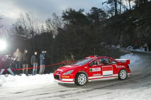 Marcus Gronholm's Peugeot was involved in a gargantuan battle for the lead before retiring.