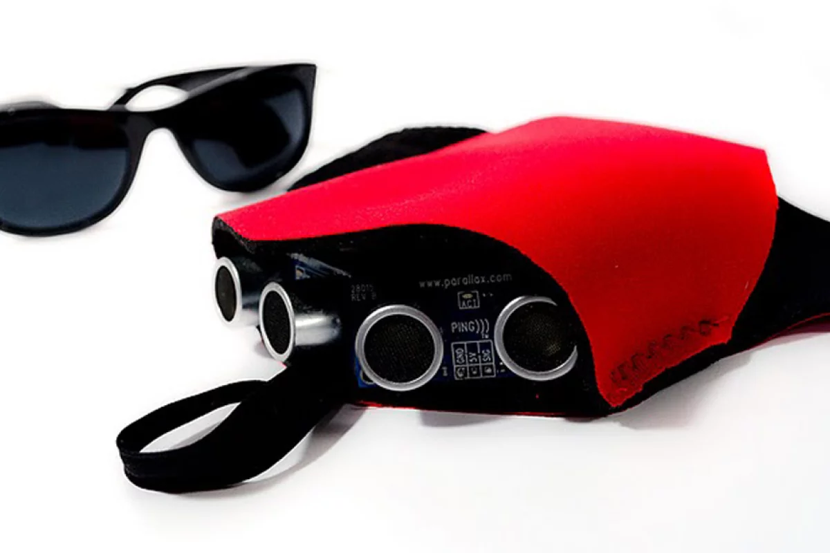 The prototype Tacit wrist-mounted sonar device designed by Steve Hoefer