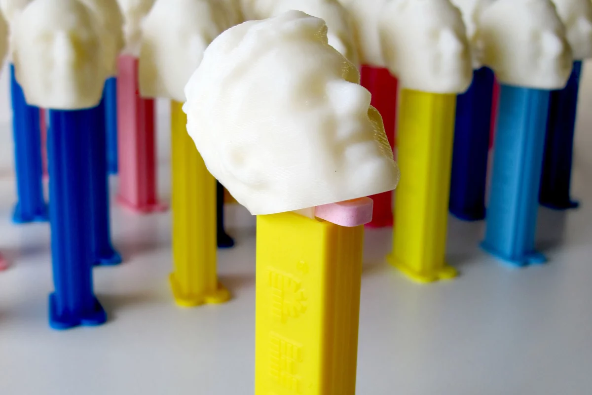 Hot Pop Factory used a Makerbot 3D printer and a Kinect to create Pez dispensers modeled after an individual person's head