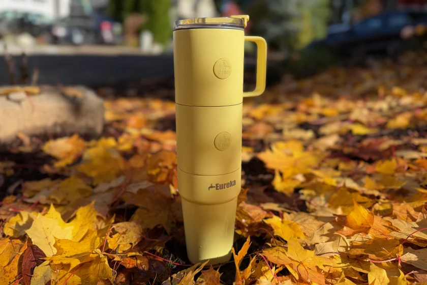 One possible configuration of the Eureka, with three 20-oz sections joined together to form one 60-oz tumbler that can be easily taken apart for cleaning