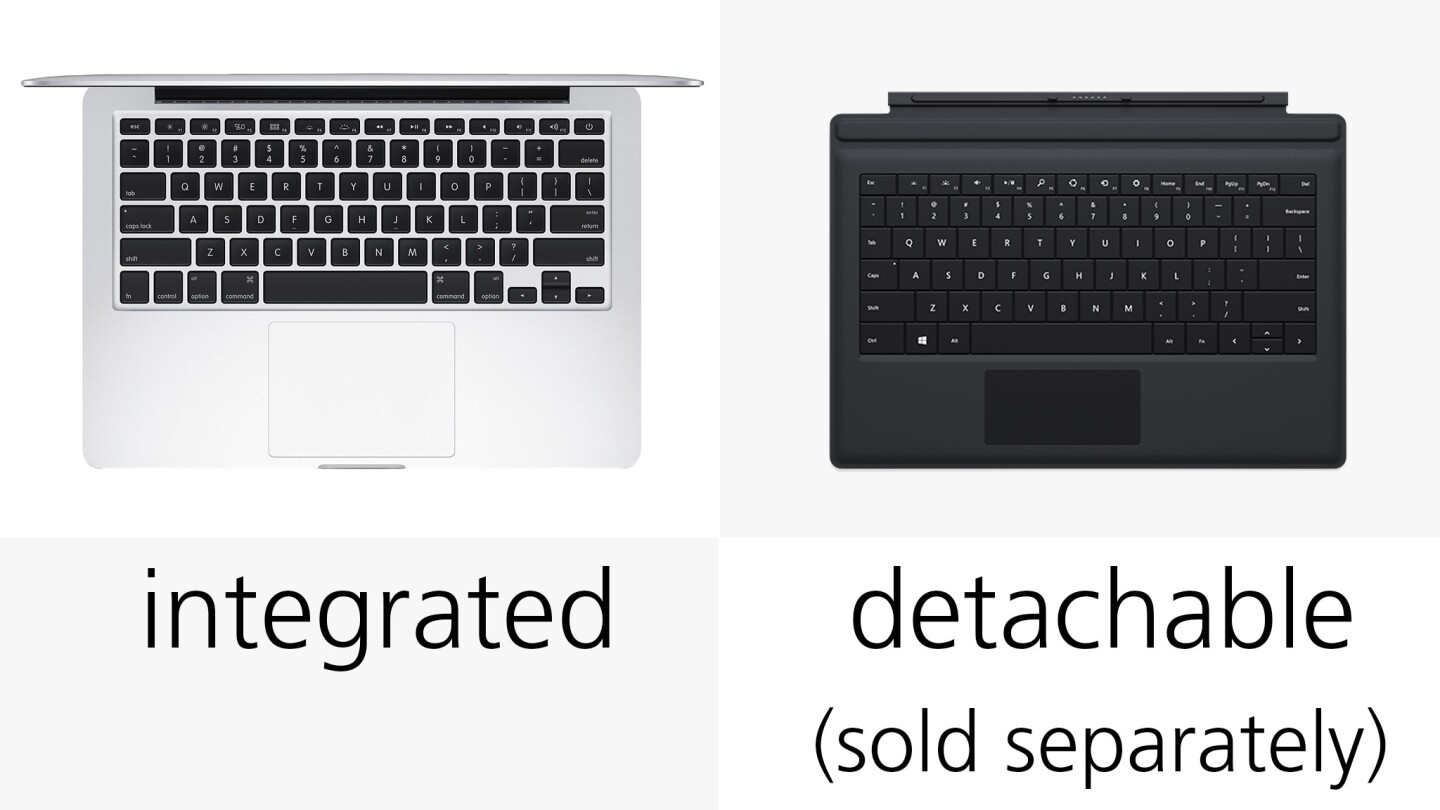 Just to be crystal clear, we're dealing with a dedicated notebook (with integrated keyboard) and a transforming tablet (with detachable keyboard)