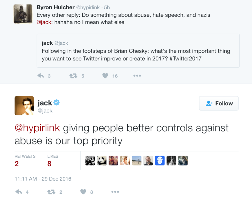 Another big query was what Twitter is doing to manage trolling and online harassment