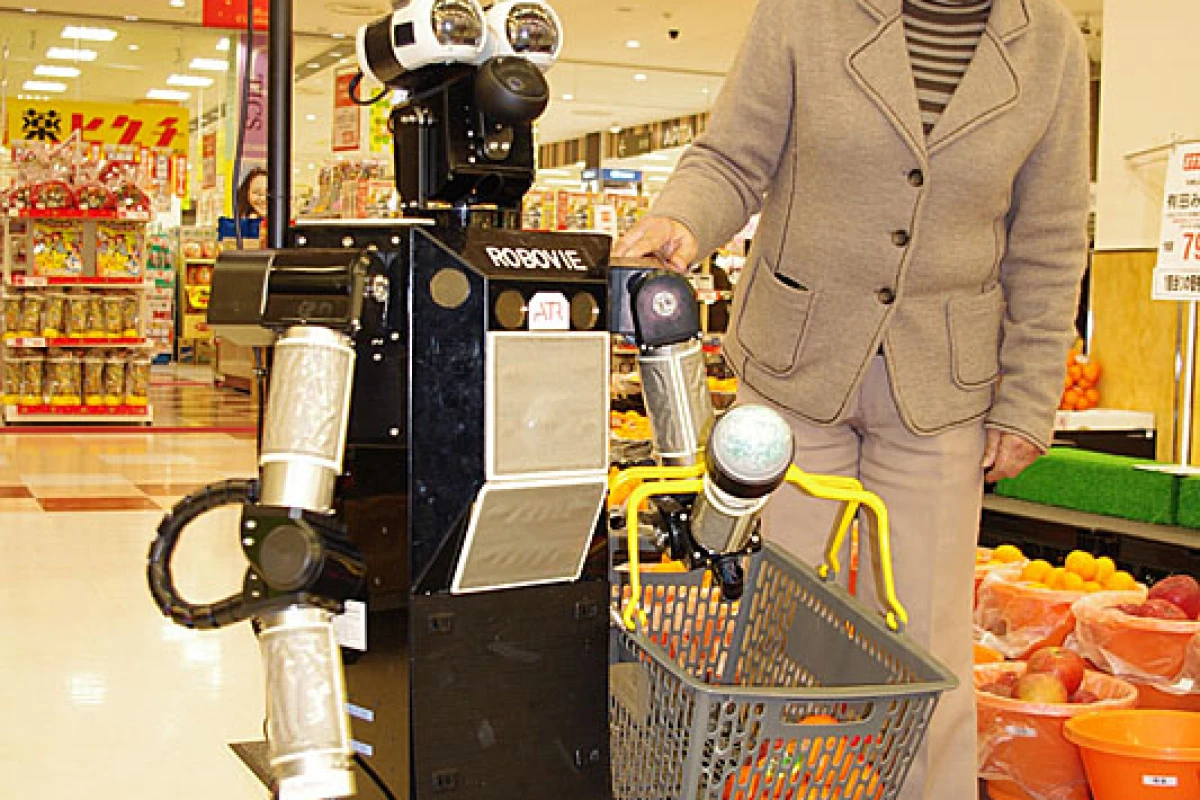 Robovie II aims to assist elderly shoppers by helping them gather their groceries from a pre-loaded shopping list