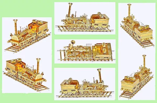 Multiple views of a Klimek miniature train engine together with coal tender (Photo: Szymon Klimek)