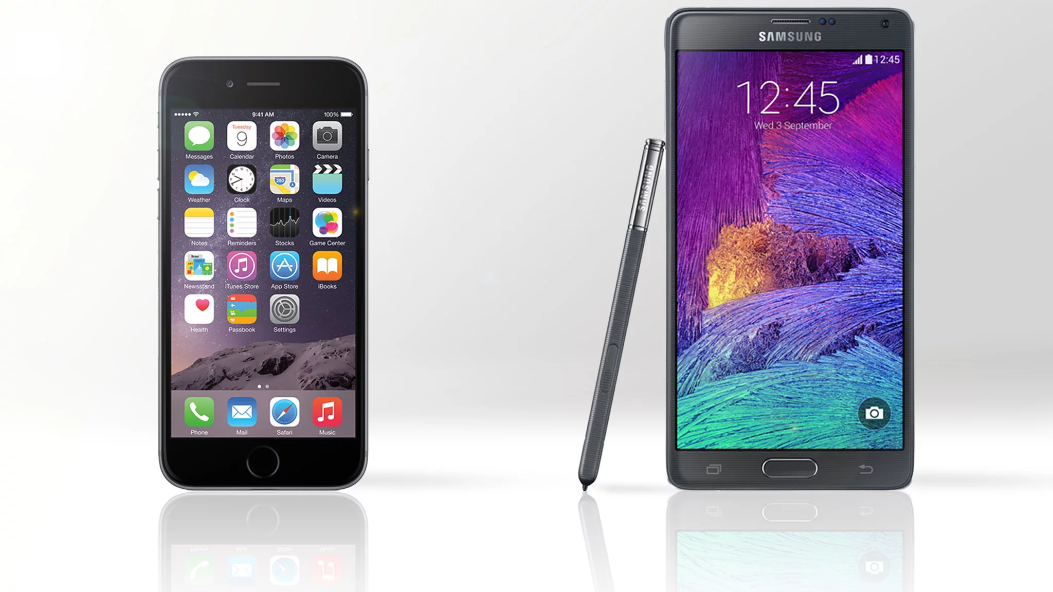 Gizmag compares the features and specs of the Apple iPhone 6 (the smaller 4.7-in version) and the Samsung Galaxy Note 4