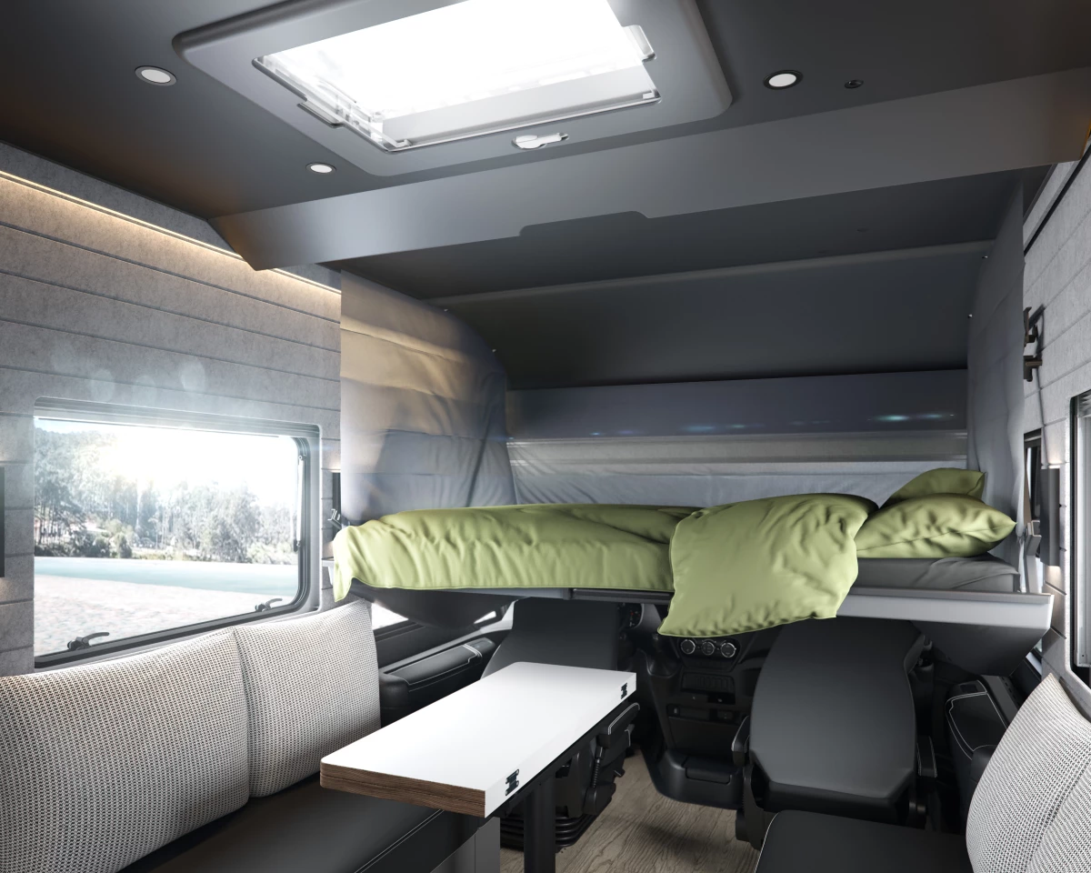 The available drop-down bed turns the Flair into a four-adult motorhome